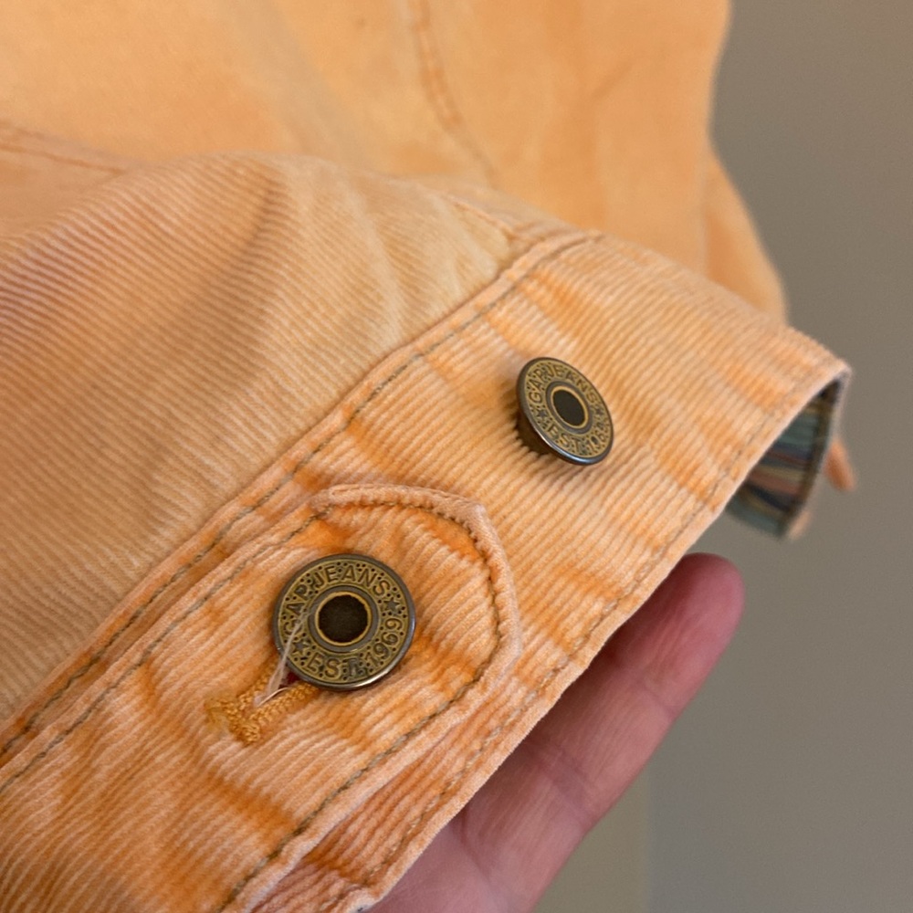 Vintage Gap Sleeveless Cropped Corduroy Vest Neon Orange size S Y2K 90s Boho - Picture 8 of 11